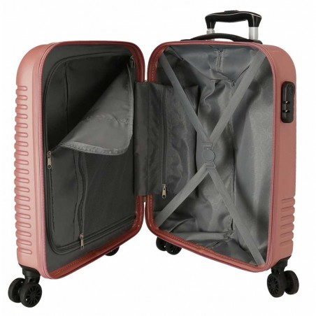 Valise cabine ROLL ROAD "India" rose nude | Bagage 4 roues format avion femme pas cher