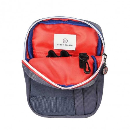 Sacoche homme SERGE BLANCO "Basik" bleu marine | Pochette style sportif français petite taille pas cher