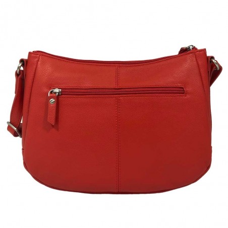 Sac bandoulière en cuir NAF NAF "Camélia" rouge | Sac à main porté épaule femme marque française mode