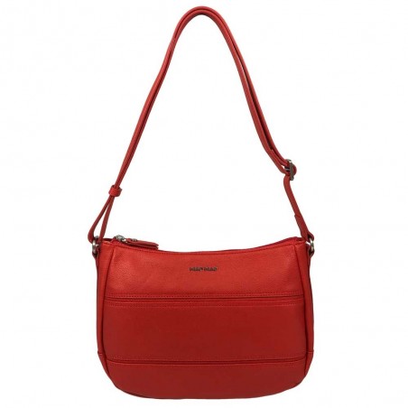 Sac bandoulière en cuir NAF NAF "Camélia" rouge | Sac à main porté épaule femme marque française mode