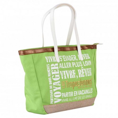 Sac de plage LES TROPÉZIENNES "Hermitage" vert pomme | Cabas été femme original pas cher