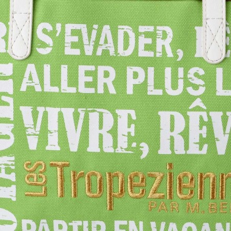 Sac de plage LES TROPÉZIENNES "Hermitage" vert pomme | Cabas été femme original pas cher