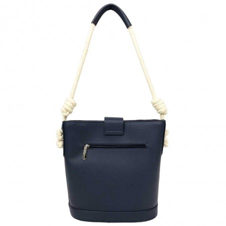 Sac hobo LES TROPÉZIENNES "Baumes" bleu marine | Sac à main femme été style bord de mer marin pas cher