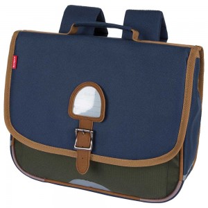 Cartable KICKERS 35cm "Boy Style" marine/kaki | Sac scolaire garçon bleu marque pas cher solide maternelle primaire