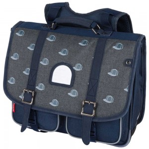Cartable KICKERS 38cm "Print Boy" | Sac scolaire garçon marine imprimé casquettes marque qualité