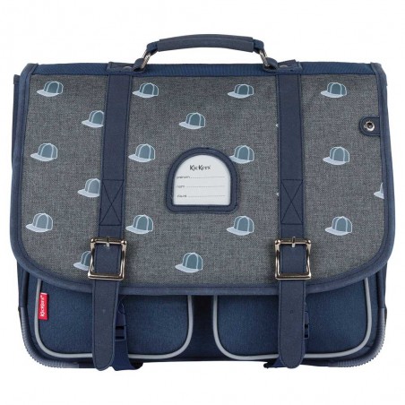 Cartable KICKERS 38cm "Print Boy" | Sac scolaire garçon marine imprimé casquettes marque qualité