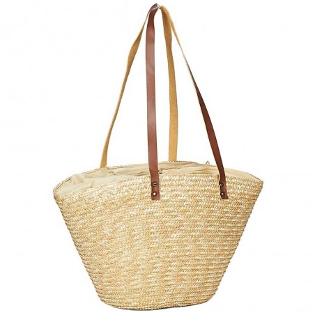 Panier LES TROPEZIENNES "Milos" naturel | Sac de plage femme bohème chic brodé sequins beige