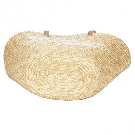 Panier LES TROPEZIENNES "Milos" naturel | Sac de plage femme bohème chic brodé sequins beige