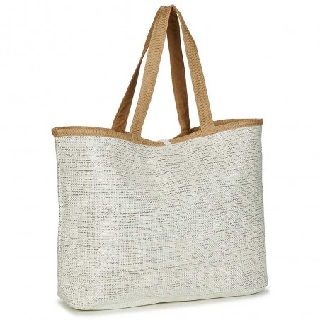 Sac de plage LES TROPEZIENNES "Panama" blanc | Cabas femme style panier bohème chic été