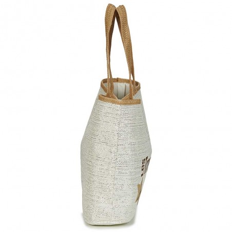 Sac de plage LES TROPEZIENNES "Panama" blanc | Cabas femme style panier bohème chic été