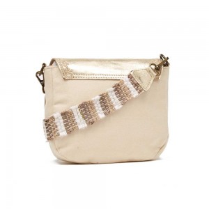 Sac bandoulière à rabat LES TROPÉZIENNES "Wallis" or | Sac à main femme style bohème chic ethnique écologique