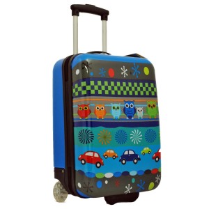 Valise enfant "Chouettes + voitures" Bleu  50 cm 2 roues de la marque SNOWBALL