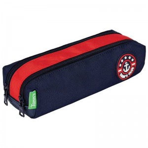 Trousse double TANN'S "Gabin" bleu | Fourreau-tout scolaire garçon 2 compartiments