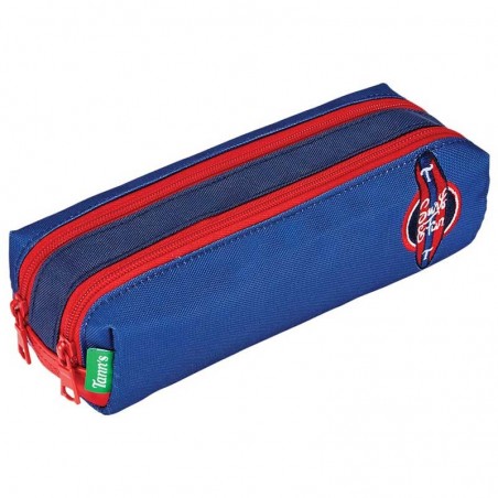 Trousse double TANN'S "Hugo" bleu | Fourreau-tout scolaire garçon 2 compartiments