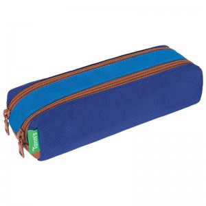 Trousse double TANN'S "Enzo" bleu | Fourreau 2 compartiments garçon scolaire pas cher