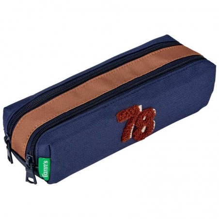 Trousse double TANN'S "Timéo" marine/camel | Fourreau 2 compartiments garçon scolaire Trousse double TANN'S "Timéo" marine/camel | Fourreau 2 compartiments garçon scolaire