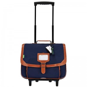 Cartable à roulettes TANN'S 38cm "Camille" marine l Sac trolley scolaire classique CP CE1 CE2 garçon fille