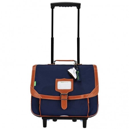 Cartable à roulettes TANN'S 38cm "Camille" marine l Sac trolley scolaire classique CP CE1 CE2 garçon fille