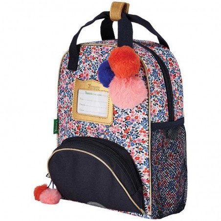 Sac à dos TANN'S XS "Antonia" bleu marine | Petit sac maternelle fille imprimé liberty or adaptable trottinette Sac à dos TANN'S XS "Antonia" bleu marine | Petit sac maternelle fille imprimé liberty or adaptable trottinette