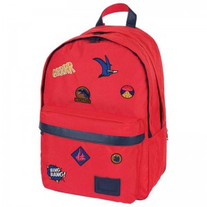 Sac à dos TANN'S L "Maé" rouge | Grand sac à dos 2 compartiments garçon école primaire collège dinosaure