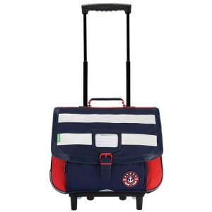 Cartable à roulettes TANN'S 38cm "Gabin" bleu | Sac trolley scolaire école primaire CE1 CE2 garçon style nautique marin