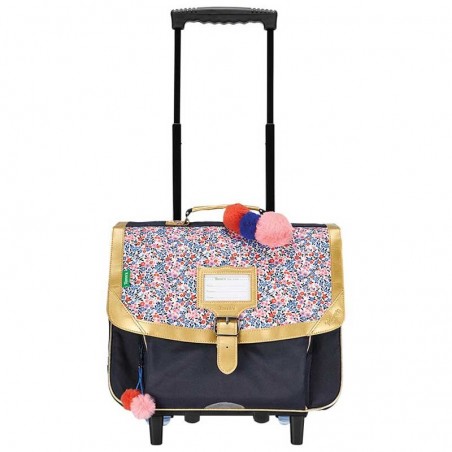Cartable à roulettes TANN'S 38cm "Antonia" marine | Sac trolley scolaire école primaire CE1 CE2 fille imprimé fleuri liberty Cartable à roulettes TANN'S 38cm "Antonia" marine | Sac trolley scolaire école primaire CE1 CE2 fille imprimé fleuri liberty