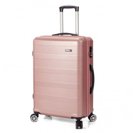 Valise medium 60cm BENZI "Spinner" bleu | Bagage taille moyenne rigide avion séjour 1 semaine pas cher