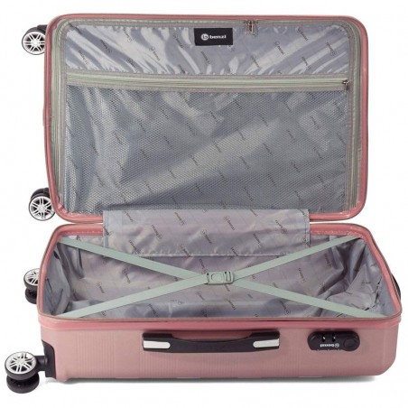 Valise medium 60cm BENZI "Spinner" bleu | Bagage taille moyenne rigide avion séjour 1 semaine pas cher