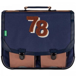 Cartable TANN'S 38cm "Timéo" bleu marine | Sac scolaire garçon école CE1 CE2