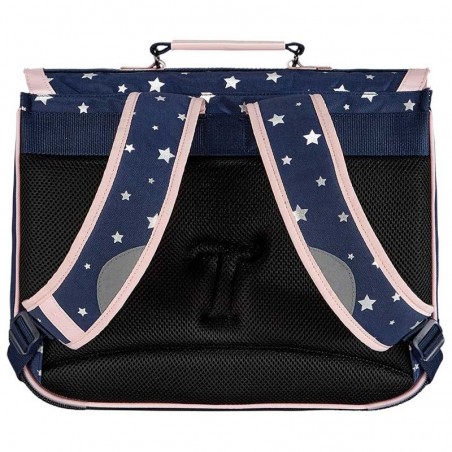 Cartable TANN'S 38cm "Suzanne" bleu/rose | Sac scolaire fille école CE1 CE2 broderie étoile Cartable TANN'S 38cm "Suzanne" bleu/rose | Sac scolaire fille école CE1 CE2 broderie étoile
