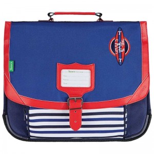 Cartable TANN'S 38cm "Hugo" bleu | Sac scolaire garçon école CE1 CE2 surf