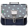 Cartable TANN'S 38cm "Gaëlle" bleu | Sac scolaire fille école CE1 CE2 motif marinière pois brodés vert d'eau argent Cartable TANN'S 38cm "Gaëlle" bleu | Sac scolaire fille école CE1 CE2 motif marinière pois brodés vert d'eau argent