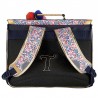 Cartable TANN'S 38cm "Antonia" bleu marine | Sac scolaire fille école CE1 CE2 motif fleuri liberty pompons ganse dorée Cartable TANN'S 38cm "Antonia" bleu marine | Sac scolaire fille école CE1 CE2 motif fleuri liberty pompons ganse dorée
