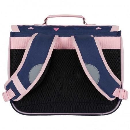 Cartable TANN'S 35cm "Suzie" bleu marine rose | Sac scolaire fille école maternelle grande section primaire CP CE1 motif coeurs Cartable TANN'S 35cm "Suzie" bleu marine rose | Sac scolaire fille école maternelle grande section primaire CP CE1 motif coeurs