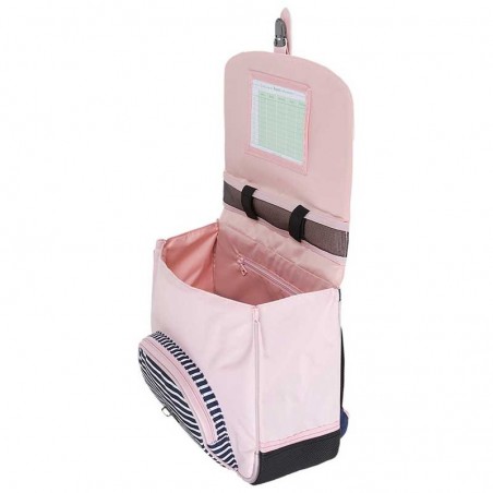 Cartable TANN'S 35cm "Suzie" bleu marine rose | Sac scolaire fille école maternelle grande section primaire CP CE1 motif coeurs Cartable TANN'S 35cm "Suzie" bleu marine rose | Sac scolaire fille école maternelle grande section primaire CP CE1 motif coeurs