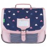 Cartable TANN'S 35cm "Suzie" bleu marine rose | Sac scolaire fille école maternelle grande section primaire CP CE1 motif coeurs Cartable TANN'S 35cm "Suzie" bleu marine rose | Sac scolaire fille école maternelle grande section primaire CP CE1 motif coeurs