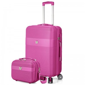 Valise cabine + vanity BENZI "Lines" rose | Ensemble de bagages femme petite valise vanity case pas cher