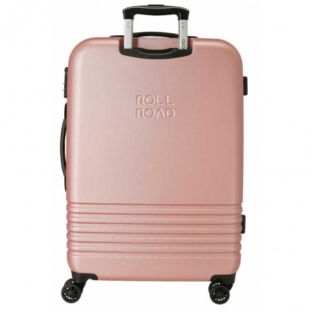 Valise extensible 70cm ROLL ROAD "India" rose nude | Bagage taille moyenne séjour 1 semaine femme rigide avion