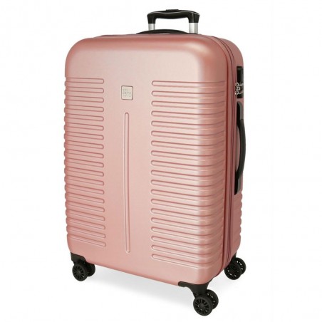 Valise extensible 70cm ROLL ROAD "India" rose nude | Bagage taille moyenne séjour 1 semaine femme rigide avion