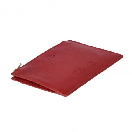 Porte-cartes compact en cuir KATANA rouge | Porte-monnaie portefeuille femme petit format femme