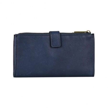 Portefeuille femme medium en cuir KATANA bleu marine | Petite maroquinerie porte-monnaie porte-cartes pas cher