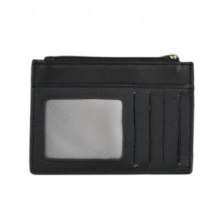 Porte-cartes compact en cuir KATANA noir | Porte-monnaie petit format femme pas cher