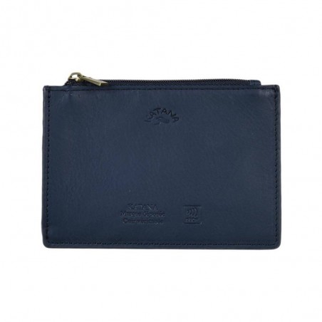 Porte-cartes compact en cuir KATANA bleu marine | Porte-monnaie petit format femme pas cher