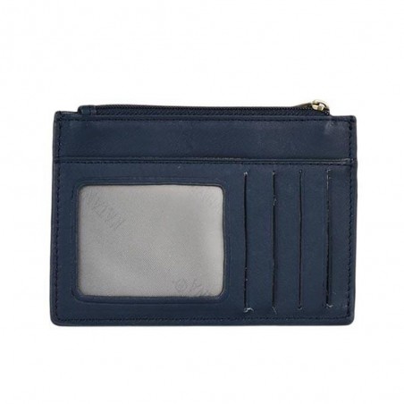 Porte-cartes compact en cuir KATANA bleu marine | Porte-monnaie petit format femme pas cher
