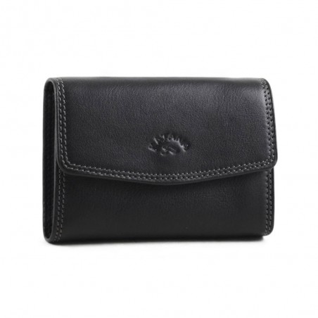 Porte-monnaie multifonctions en cuir KATANA noir | porte-cartes femme maroquinerie pas cher