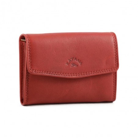 Porte-monnaie multifonctions en cuir KATANA rouge | porte-cartes femme maroquinerie pas cher