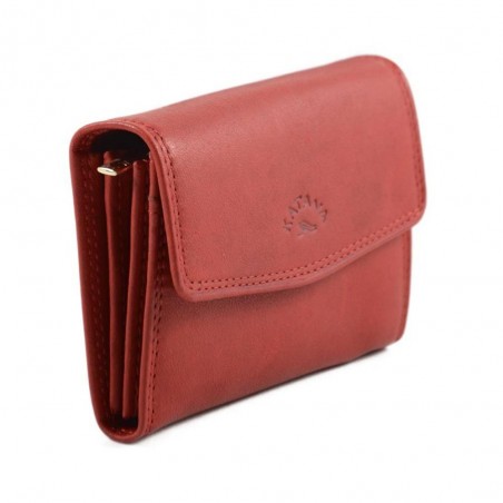 Porte-monnaie multifonctions en cuir KATANA rouge | porte-cartes femme maroquinerie pas cher