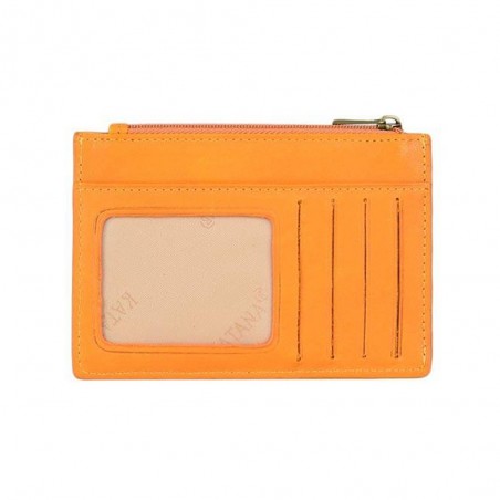 Porte-cartes compact en cuir KATANA jaune | Porte-monnaie portefeuille femme petit format femme