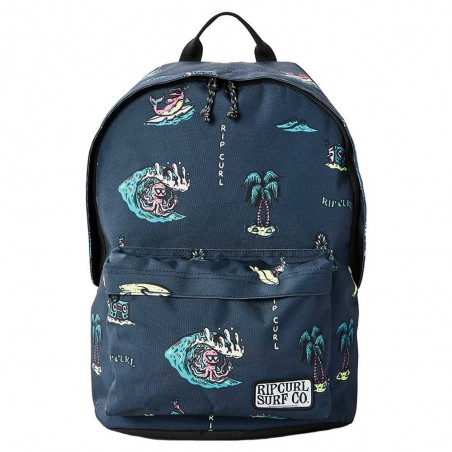 Sac à dos + trousse RIP CURL "Dome" bleu marine | Ensemble scolaire garçon école primaire collège motif surf original pas cher