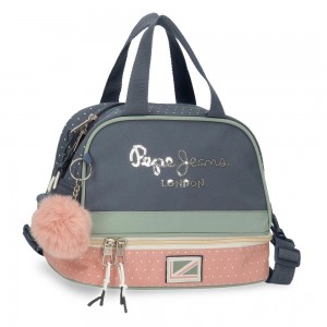 Sac repas PEPE JEANS LONDON "Laila" bleu/rose | Lunch box isotherme enfant fille femme pas cher